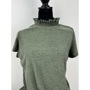 Women's White Birtch Green Ruched Shirt, Size XL